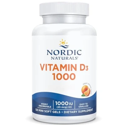 Immagine di Nordic Naturals, Vitamina D3, 1000 UI, Colecalciferolo da Lanolina, Gusto Arancia, 120 Capsule molli, Testato in Laboratorio, Senza Glutine, Soia, Non OGM