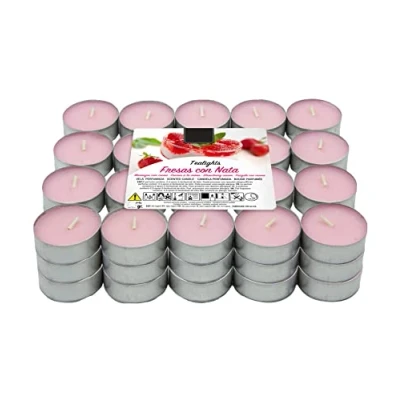 Immagine di Lumar Aromatic Tealight Set di 60 Candele profumate, lumini aromatiche Fragranza Fragole con Panna