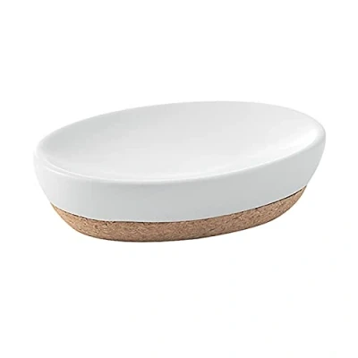 Immagine di Gedy G Canberra saponetta, Misure e Peso: 3X13X9,5 CM &amp; 0,184 kg, Porta Sapone Solido Realizzato in Ceramica Sughero Finitura Bianca, Design R&amp;S, 2 Anni di Garanzia, Unica