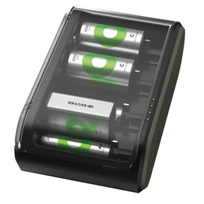 Immagine di GP Batteries B631 Universell Caricabatterie universale NiMH Blocco da 9 V, Ministilo (AAA), Stilo (AA), 1/2 Torcia (C), (D)