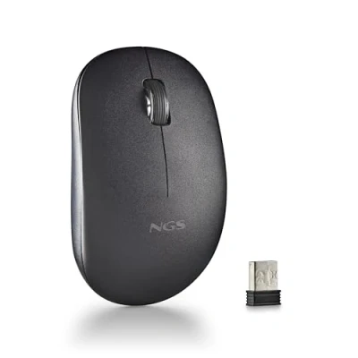 Immagine di NGS Fog Pro Black Mouse Wireless, Ottico da 1000 DPI, Interfaccia Nano USB, Pulsanti Silenziosi, 2 e Rotella di Scorrimento, Plug and Play, Ambidestro, Colore Nero