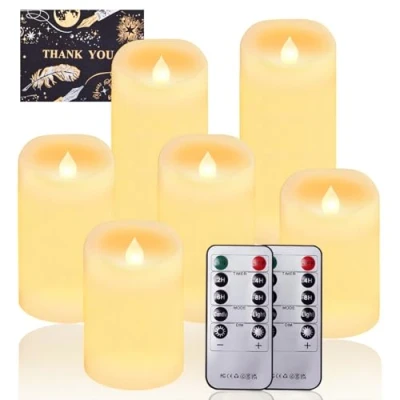 Immagine di UCAMP Candele a LED,Candele LED,Set di 6 senza fiamma,Candele Flickering Flameless,LED tea lights Tremolante con Telecomando e Funzione Timer per Compleanno/Festa/Matrimonio/Hotel