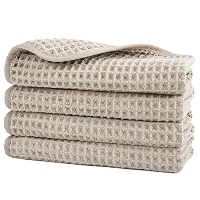 Immagine di Polyte asciugamano viso in microfibra anti pelucchi tessuto a nido d&#039;ape beige 33 x cm set 4 pezzi