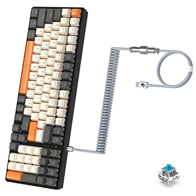 Immagine di MAMBASNAKE Tastiera Meccanica K3 Pro Cablata Ultra compatta mini 98 Tasti RGB illuminato LED ottico Interruttore Blu + Cavo Tipo C a USB Molla TPU, Connettore Staccabile in Metallo, QWERTY US
