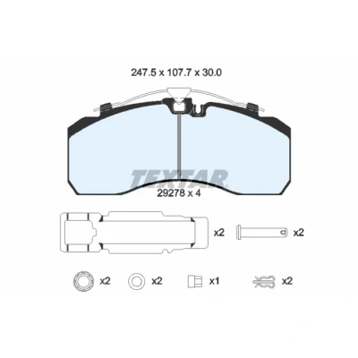 Immagine di TEXTAR 2927802 Kit pastiglie freno Predisposto per contatto segnalazione usura con accessori