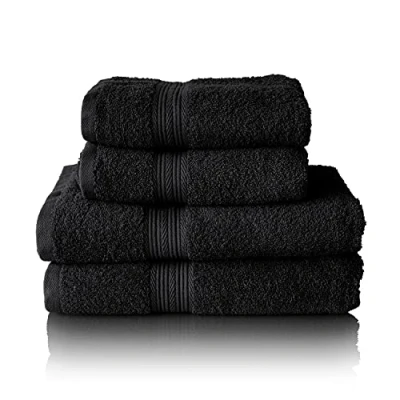 Immagine di Glart Set di asciugamani premium in spugna,composto da 2 teli doccia 70x140 cm, e 50x100 nero