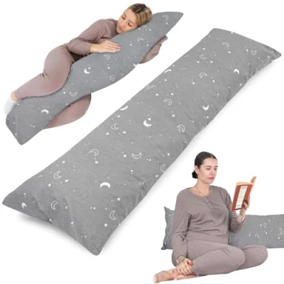 Immagine di Totsy Baby cuscino per chi dorme sul fianco con fodera Cottone 40 x 145 cm comfort dormire traversina laterale il corpo Lune