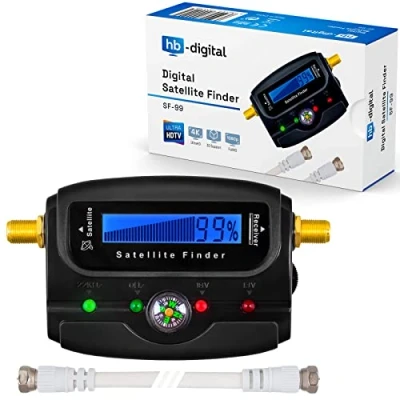 Immagine di SATFINDER DIGITALE HB con LCD, bussola, suono + cavo di collegamento F istruzioni tedesche connessioni placcate in oro per regolare l&#039;antenna satellitare orizzontale, verticale e 22kHz