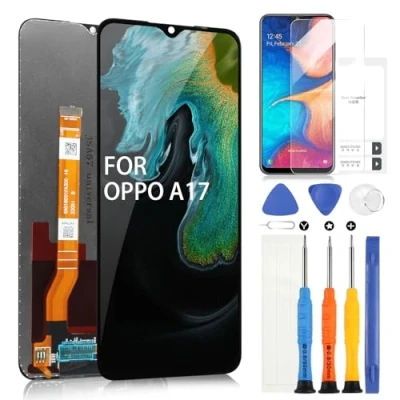 Immagine di Schermo per Oppo A17 CPH2477 / A57 4G CPH2387/ A57S CPH2385 A77S CPH2473 LCD Display Touchscreen Digitazer Assembly Sostituzione con Utensili Inclusi + Vetro temperato (6,56&quot;,Nero)