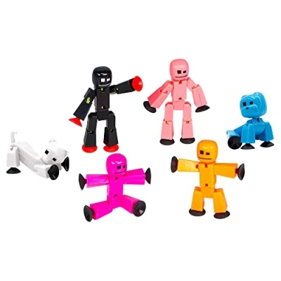Immagine di Zing Stikbot Family Pack, set di 4 Stikbot, 1 gatto Srtikbot e cane action figure da collezione, animazione Stop Motion