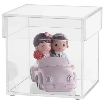 Immagine di BELLE VOUS Cubo Portaoggetti Espositore in Acrilico su 5 Lati 10 x 10,5cm Trasparente per la Casa, Museo o Matrimonio Contenitore Oggetti, Vetrine, Gioielli e Regali