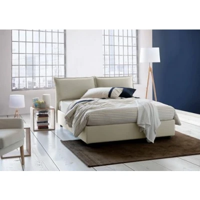 Immagine di Talamo Italia Letto Matrimoniale sfoderabile Contenitore Veronica Made in Italy Panna con Materasso Lunghezza 200, Legno, 160x200 cm