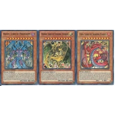 Immagine di YuGiOh GX Legendary Collection 2 Single Card Ultra Rare Set of the 3 Sacred Beast Cards Uria, Hamon Raviel by Yu Gi Oh!