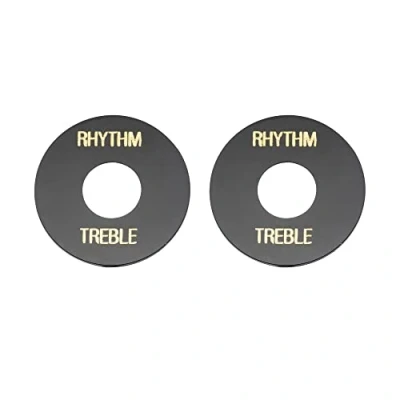 Immagine di Musiclily Chitarra Autoadesiva Selettore Pickup Rondella LP Rythm Treble Washers,Nero con Parole d&#039;oro (Set di 2)