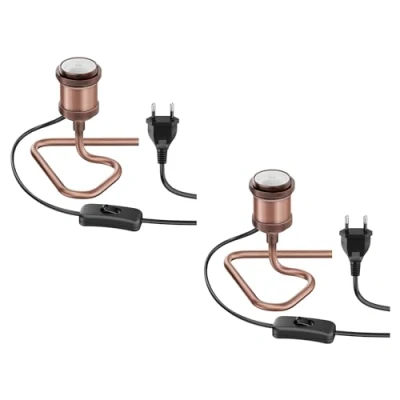 Immagine di ledscom.de 2 pezzi lampada da tavolo RETRA, interruttore, bronzo, 1x E27 max. 60W