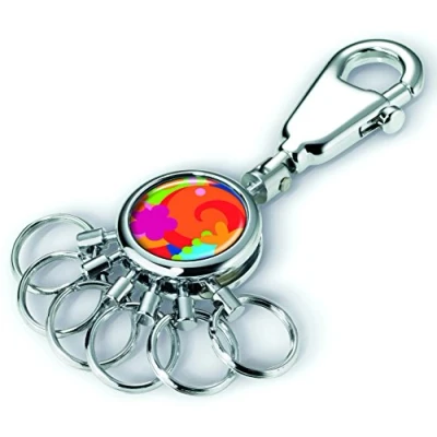 Immagine di TROIKA POP UP YOUR LIFE #KYR01 A032 Portachiavi con gancio 6 anelli intercambiabili metallo lucido cromato multicolore originale