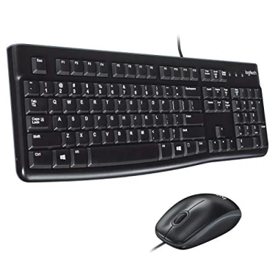 Immagine di Logitech MK120 Combo Tastiera e Mouse con Filo per Windows, Layout Inglese QWERTY Nero