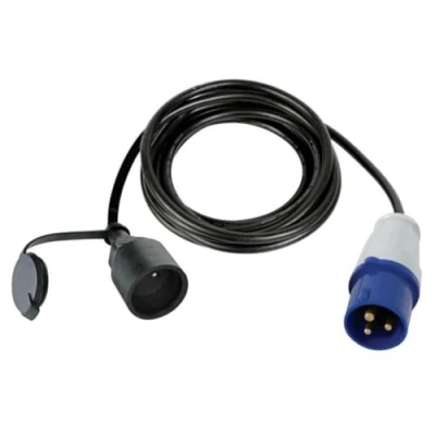 Immagine di Perel Cavo adattatore, H07RN F 3G2.5, 3 m, 16 A/230 V, 3680 W, CEE a tipo E, per uso interno ed esterno, gomma, blu