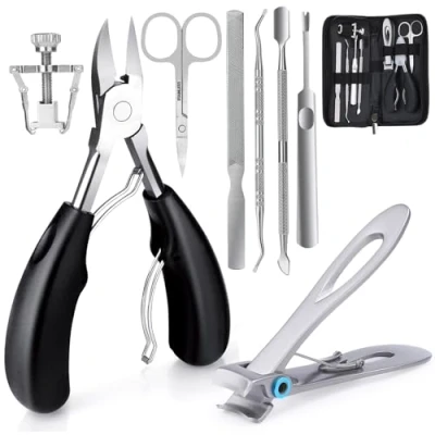 Immagine di JUPELI Set Manicure, 8 Pezzi Kit Manicure Professionale, Tagliaunghie per Donne e Uomini, Grooming Strumenti Pedicure, Unghie Con Custodia In Pelle Inclusa