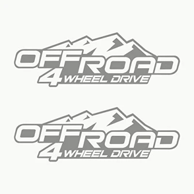 Immagine di Autodomy Confezione Adesivi 4x4 SUV off Road 4 Wheel Drive 2 Pezzi per Auto (Argento)