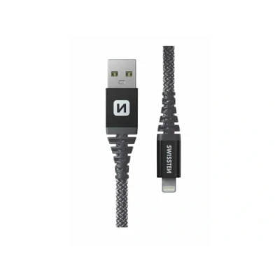 Immagine di Swissten Cavo USB/Lightning estremamente resistente rinforzato con fibra Kevlar di ricarica e per il trasferimento dati Supporta la rapida fino a 60 W 1,5 m Nero