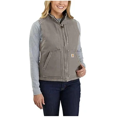 Immagine di Carhartt Gilet Mock neck Con Fodera In Tessuto Sherpa, Relaxed Fit, Veste Donna, Grigio (Talpa), XS