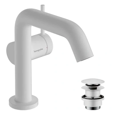 Immagine di hansgrohe Tecturis S Rubinetto per Lavabo con Push Open, Risparmio Energetico (Coolstart), Miscelatore Idrico (Ecosmart) Altezza Bocca 110 Mm, Bianco Opaco