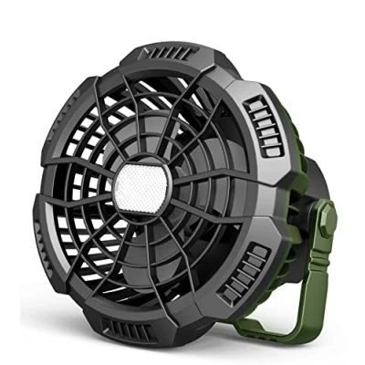 Immagine di Melchioni Family Ventilatore Portatile da Campeggio Ricaricabile, Batteria 5200 mah, Luce LED, 3 Luminosità, Velocità, Diametro 10 cm, Gancio per essere appeso e Telecomando, Rotazione di 180