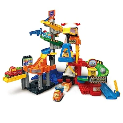 Immagine di VTech Maxitower di costruzione TutTutTut Bolidi, piste e macchinine per bambini +1 anno, Circuiti da combinare, include Josete il ribaltabile, Versione ESP
