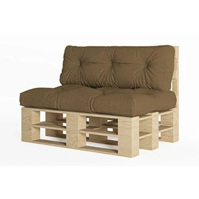 Immagine di chilly pilley Cuscino Trapuntato Per Mobili In Pallet Riempito Con Fiocchi Di Schiuma Divano Schienale Sedile Laterale Set (Set 2 Marroni)