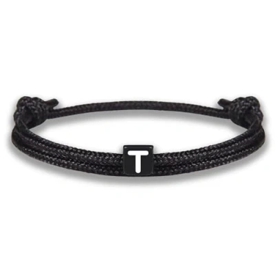 Immagine di GD GOOD.designs Bracciale in corda con lettere dell&#039;amicizia nero regolabile dimensioni 14cm 24cm Iniziale T
