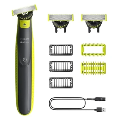 Immagine di Philips OneBlade 360 Autentico Regolabarba elettrico per viso e corpo, rasoio spazzola il 3x lame, pettine barba (1,3,5 mm), 1x kit QP2824/31