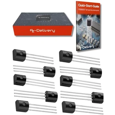 Immagine di AZDelivery 10 x DS18B20 Sensore di temperatura digitale TO92 55C +125C compatibile con Arduino E Raspberry Pi incluso un Book!
