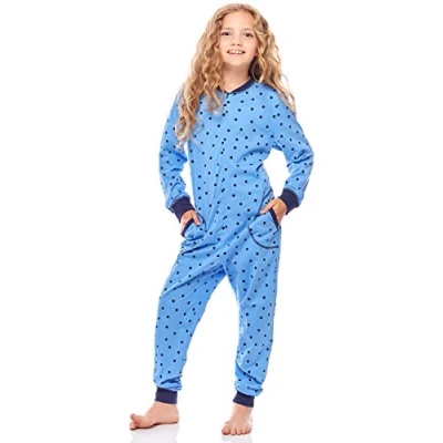 Immagine di Merry Style Pigiama Intero Bambina e Ragazza MS10 186 (Blu Pois Navy, 110 116)