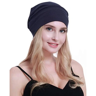 Immagine di osvyo Cotone Chemo Cappelli Soft Caps Cancro Copricapo per le donne perdita di capelli sigillati imballaggio, BLU REALE, Taglia unica