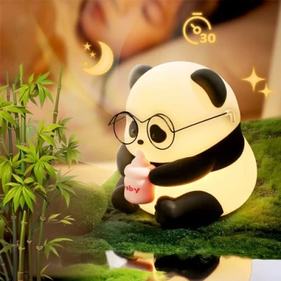 Immagine di HEDMON Luce Notturna per Bambini,Silicone Panda 3 Modalità di Lampada LED Neonato con Timer 30 Minuti USB Ricaricabile Controllo Touch da Comodino Bambini