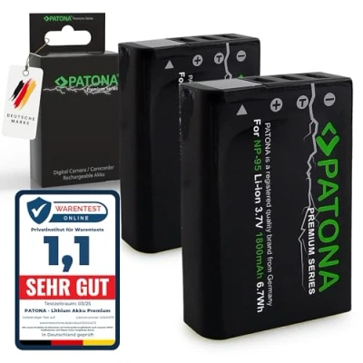 Immagine di PATONA 2x Premium Batteria Ricambio per Fuji NP 95, NP95 Batterie Compatibile con Fujifilm FinePix F30, F31, F31fd, X S1, X30, X70, X100, X100S, X100T, Real 3D W1