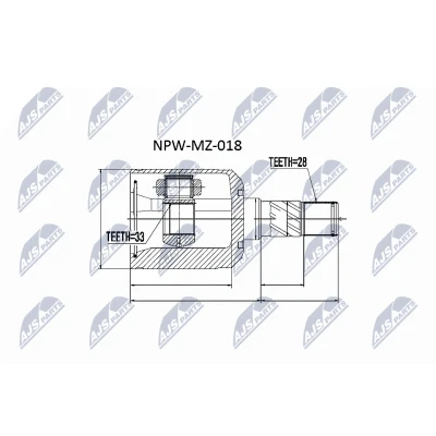 Immagine di NTY NPW MZ 018 Kit Giunto Omocinetico sul lato del cambio, Assale anteriore Sx MAZDA: 6 SW