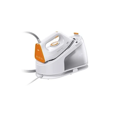Immagine di Braun CareStyle 1 Pro IS 1511 WH, ferro da stiro a vapore con tecnologia FreeGlide 3D, verticale, funzione antigoccia, serbatoio acqua 1,7 l, 5,5 bar, 360 g/min, 2200 W, bianco/arancione