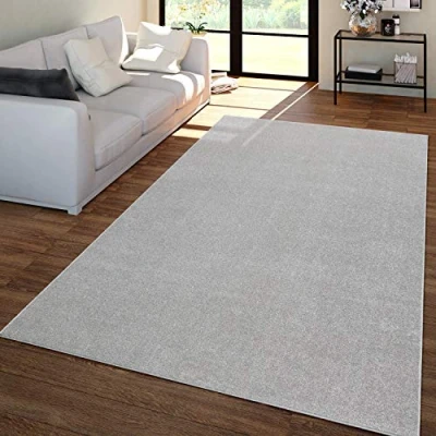Immagine di Tappeto Salotto Pelo Corto Design Monocolore Moderno E Senza Tempo, Colore:Argento, Dimensione:160x220 cm