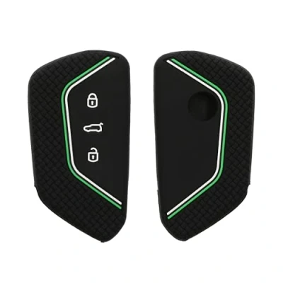 Immagine di kwmobile Custodia Coprichiave Compatibile con VW Golf 8 3 Tasti Cover Copri Telecomando Chiave Auto Chiavi Macchina Nero/Verde/Bianco