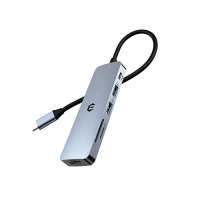 Immagine di Hub USB C, AYCLIF adattatore C 6 in 1 per MacBook Air/Pro, docking station con doppio display 4K HDMI (USB A 3.0, 100w PD, slot SD/TF) Splitter di tipo iMac, iPad Pro, Dell, HP, Surface, XPS
