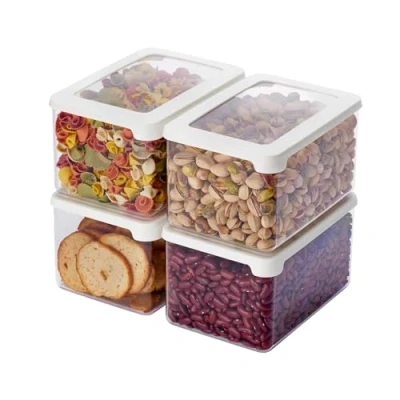 Immagine di SmartStore contenitori ermetici trasparenti per alimenti secchi con coperchio, 1,65 l, set di 4 20% in plastica biologica senza BPA, lavabili lavastoviglie, impilabili da