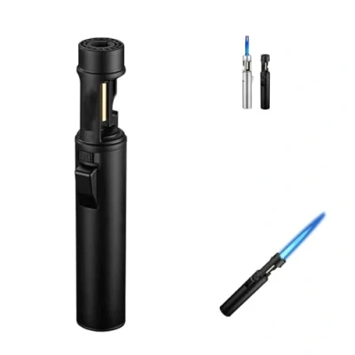 Immagine di 2025 New Portable Adjustable Refillable Butane Jet Lighter,Airbrush Windproof Lighter, 360 Degree Rotating Ignition Comes Flame Size,with A Built in Bottle Opener(Black,1pc)