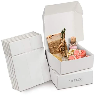 Immagine di Kurtzy 10pz Scatole con Coperchio Kraft Scatola Cartone 12 x 5 cm Scatoline Portaconfetti e Bomboniere Facile Assemblaggio per Feste, Compleanni (Bianche 10 pack)