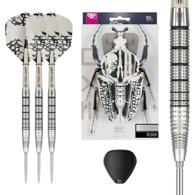 Immagine di TARGET freccette EXO Edition 90% tungsteno punta in acciaio 24 g canna SP02 Set acciaio, Swiss Point con impugnatura Pro Grip e alette n. 6, attrezzo SP incluso