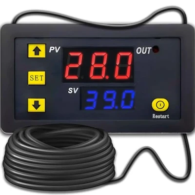 Immagine di Retoo Termostato di temperatura, regolatore programmabile, sensore termostato, controller, display LCD, interruttore termostatico 1 m, sonda 50 110 Celsius, allarme,