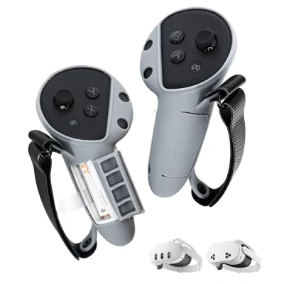Immagine di TRANSNOVO Copertura Aggiornata del Controller Compatibile con Meta Quest 3S/Quest 3 Accessori, Cinturini Attivi Regolabili per le Nocche Design una Sostituzione Facile della Batteria