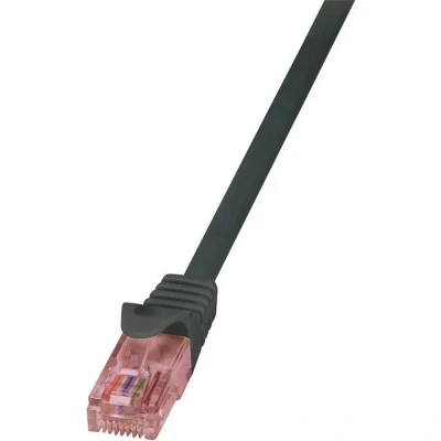 Immagine di LogiLink CQ2013U RJ45 cavo di rete, patch CAT 6 U/UTP 0.25 m Nero Ritardante fiamma, con protezione 1 pz.