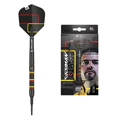 Immagine di Target Darts Gabriel Clemens Black 80% Tungsten Soft Tip Set, Freccette con Punta Morbida Unisex Adulto, Nero, Giallo e Rosso, 20 g